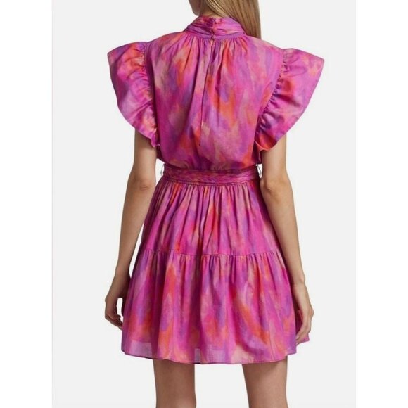 DEREK LAM IO CROSBY Fuchsia Finn Ruffle Wrap Dress 8 - Picture 2 of 8